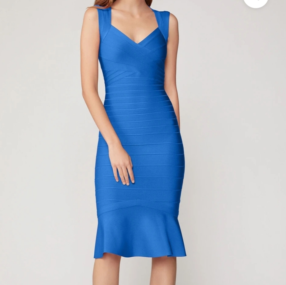 Herve Leger Blue Sweetheart Bandage Dress size L